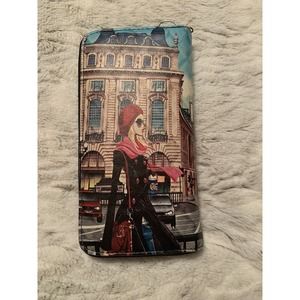 Wallet Painted London Scene Shop Girl